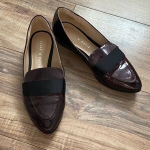 Kelly & Katie Dark Burgundy Flats with Black Strap
